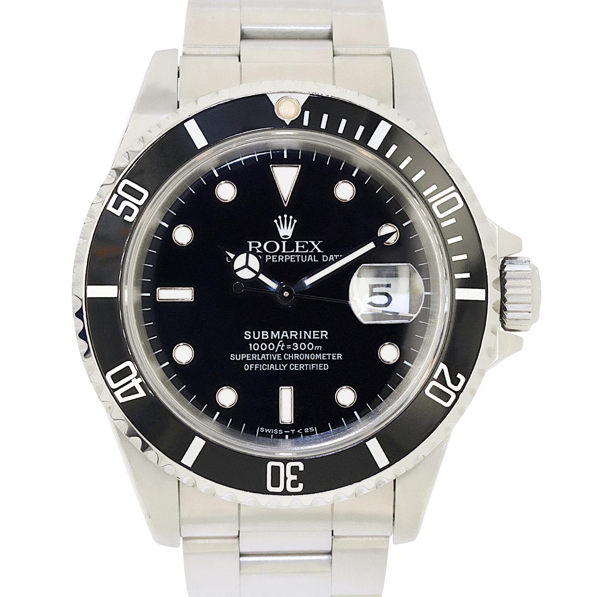 Introducing the iconic Rolex Submariner, a true symbol of timeless style and reliability. Crafted with stainless steel, this timepiece features a 40mm case and a scratch-resistant sapphire crystal for durability. The unidirectional stainless steel