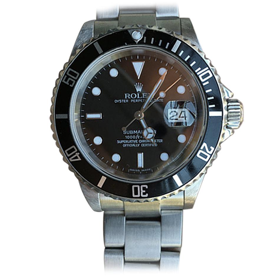 Rolex Submariner 16610 Z Serial Box and Papers Black Dial No Holes Case For Sale