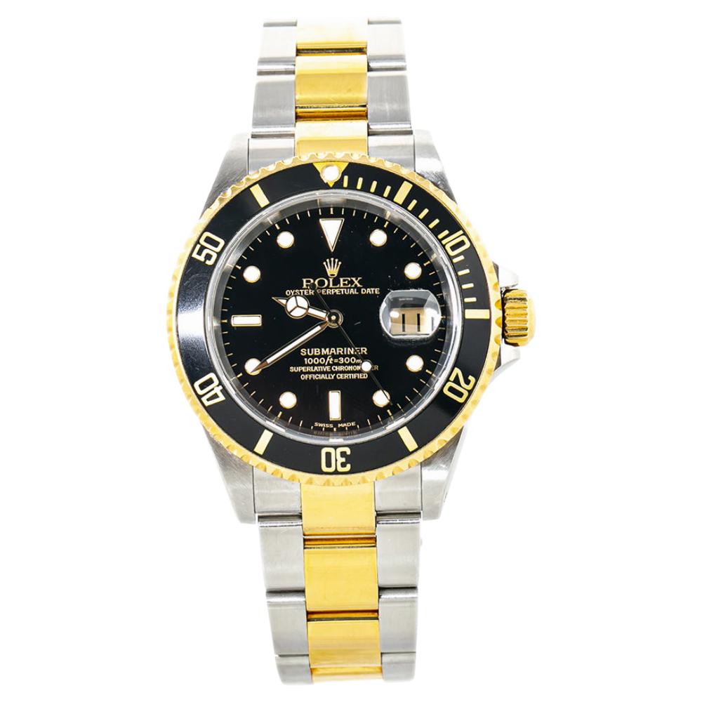 Rolex Submariner 16613 18k Two Tone Men's Watch Y Serial Box & Paper