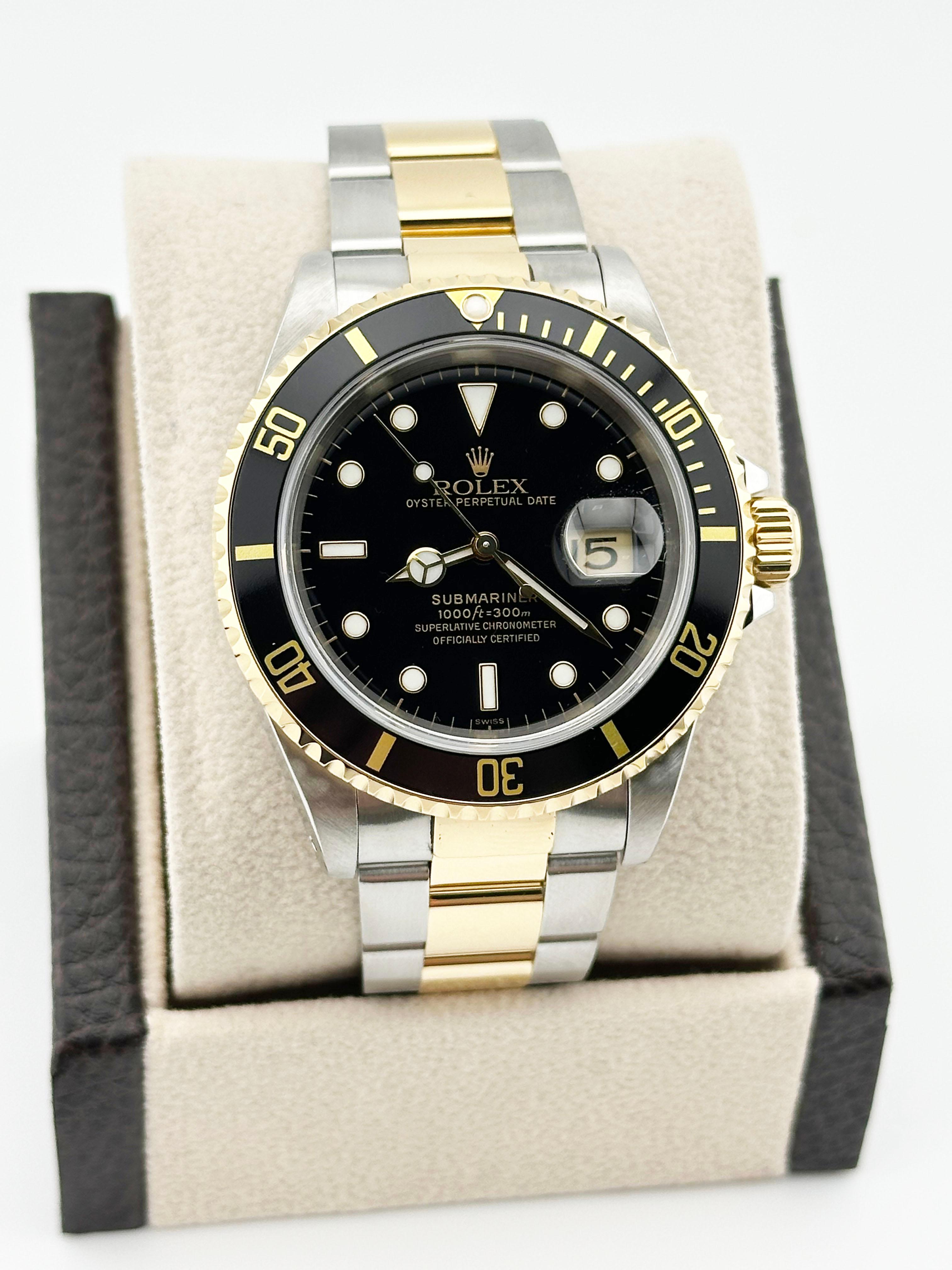 Rolex Submariner 16613 40mm Negro 18K Oro Amarillo Acero Inoxidable Caja Papeles 1