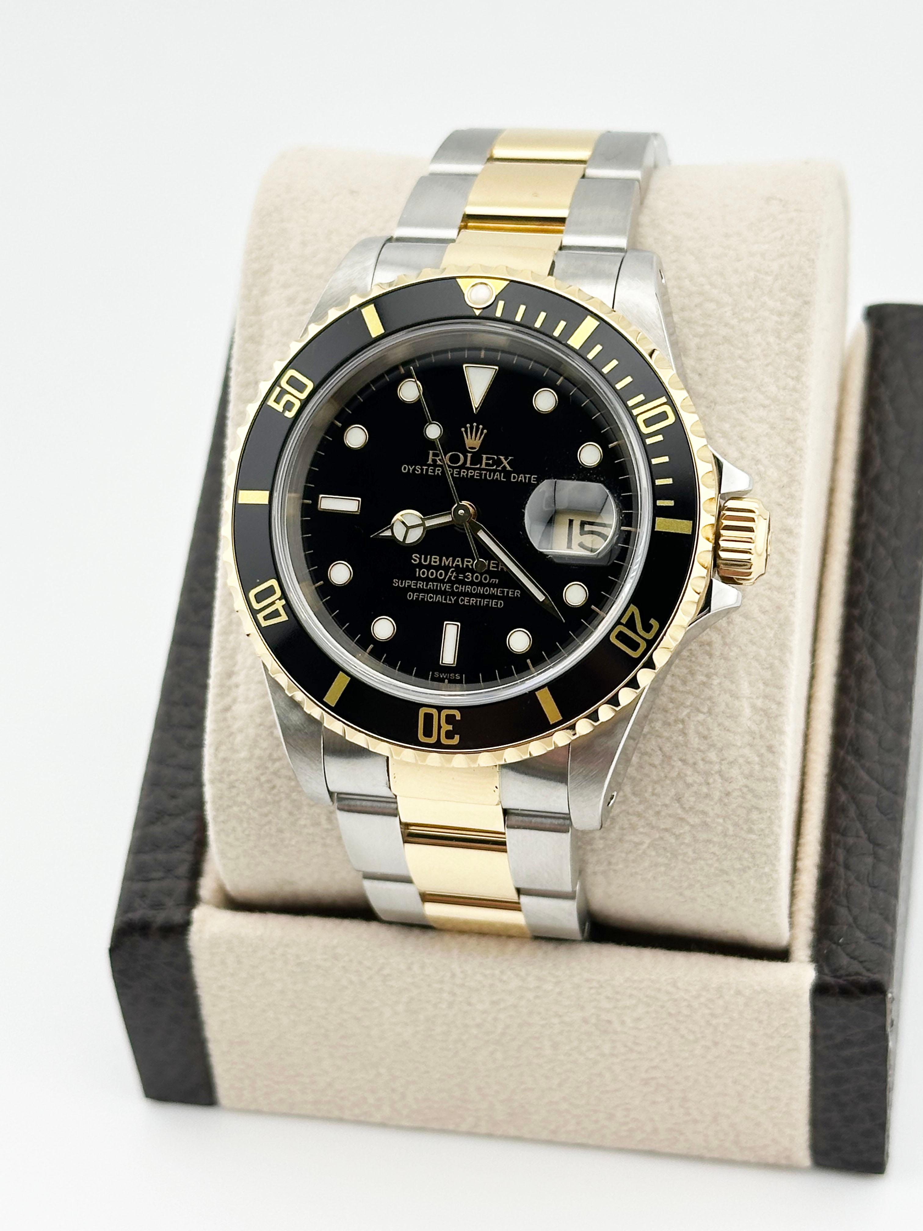 Rolex Submariner 16613 40mm Negro 18K Oro Amarillo Acero Inoxidable Caja Papeles 2