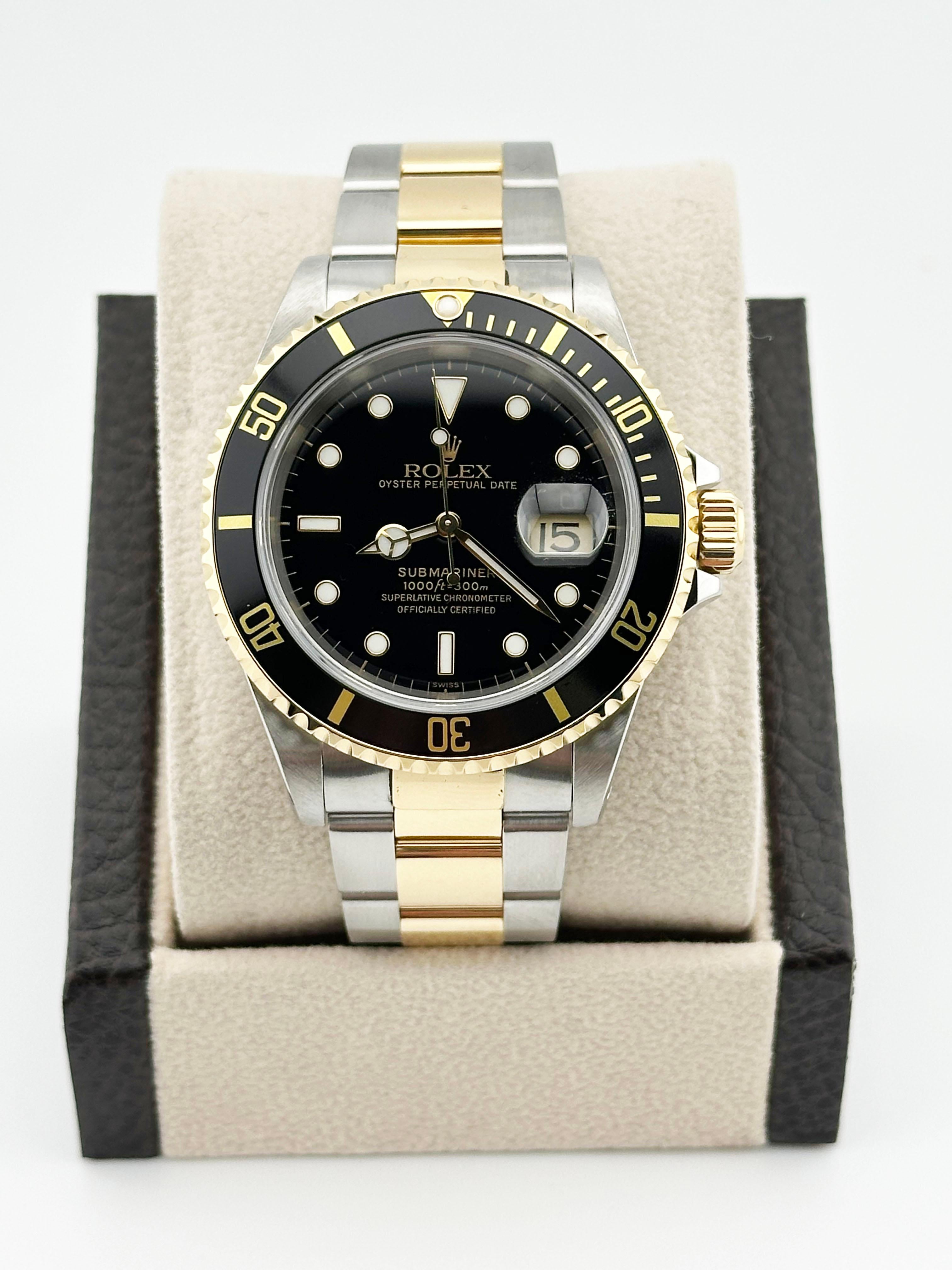 Rolex Submariner 16613 40mm Negro 18K Oro Amarillo Acero Inoxidable Caja Papeles 3