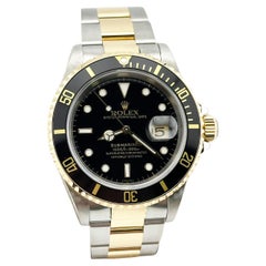 Rolex Submariner 16613 40mm Negro 18K Oro Amarillo Acero Inoxidable Caja Papeles