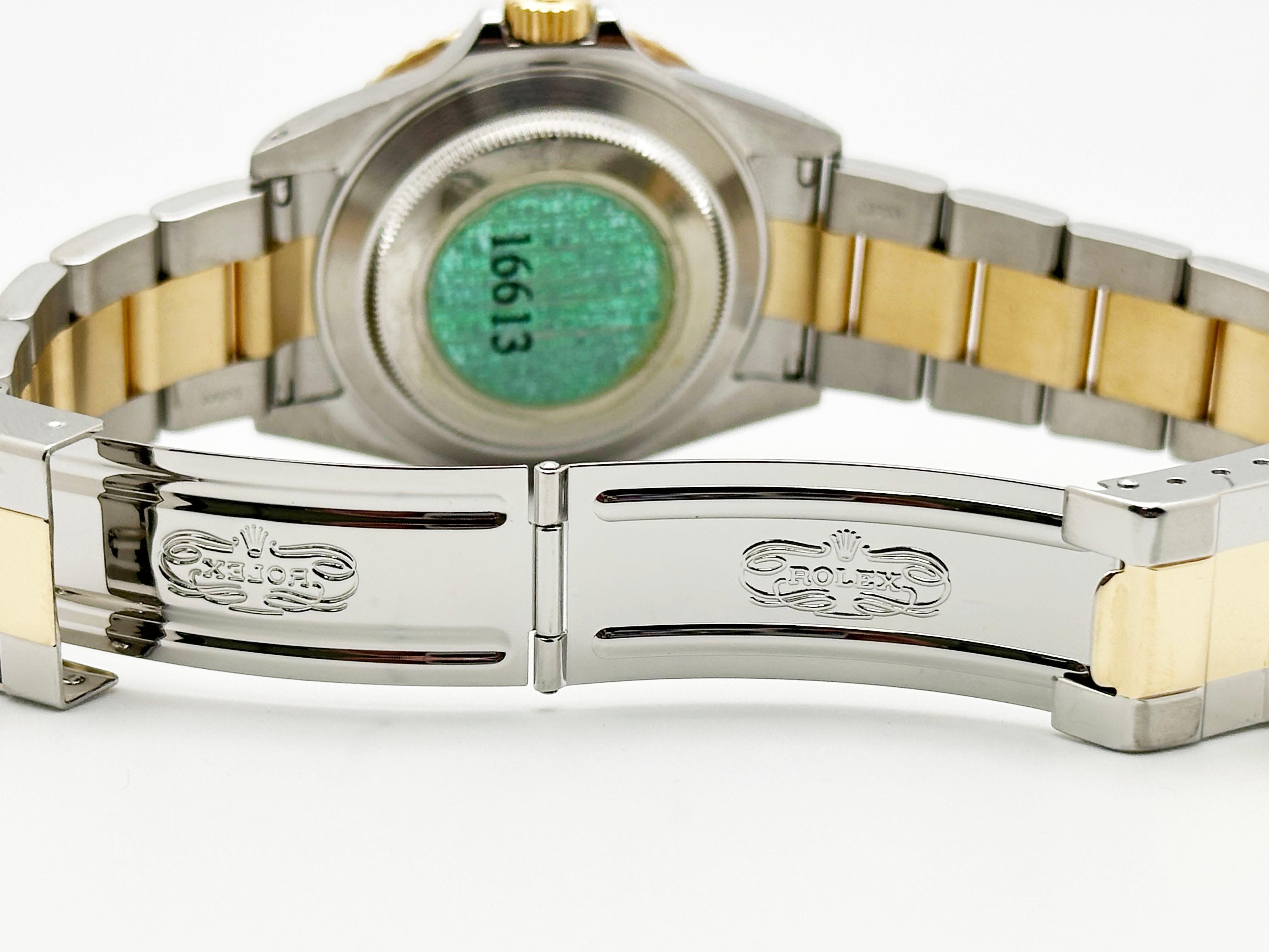 Rolex Submariner 16613 40mm Cadran bleu Or jaune 18K Acier inoxydable en vente 2