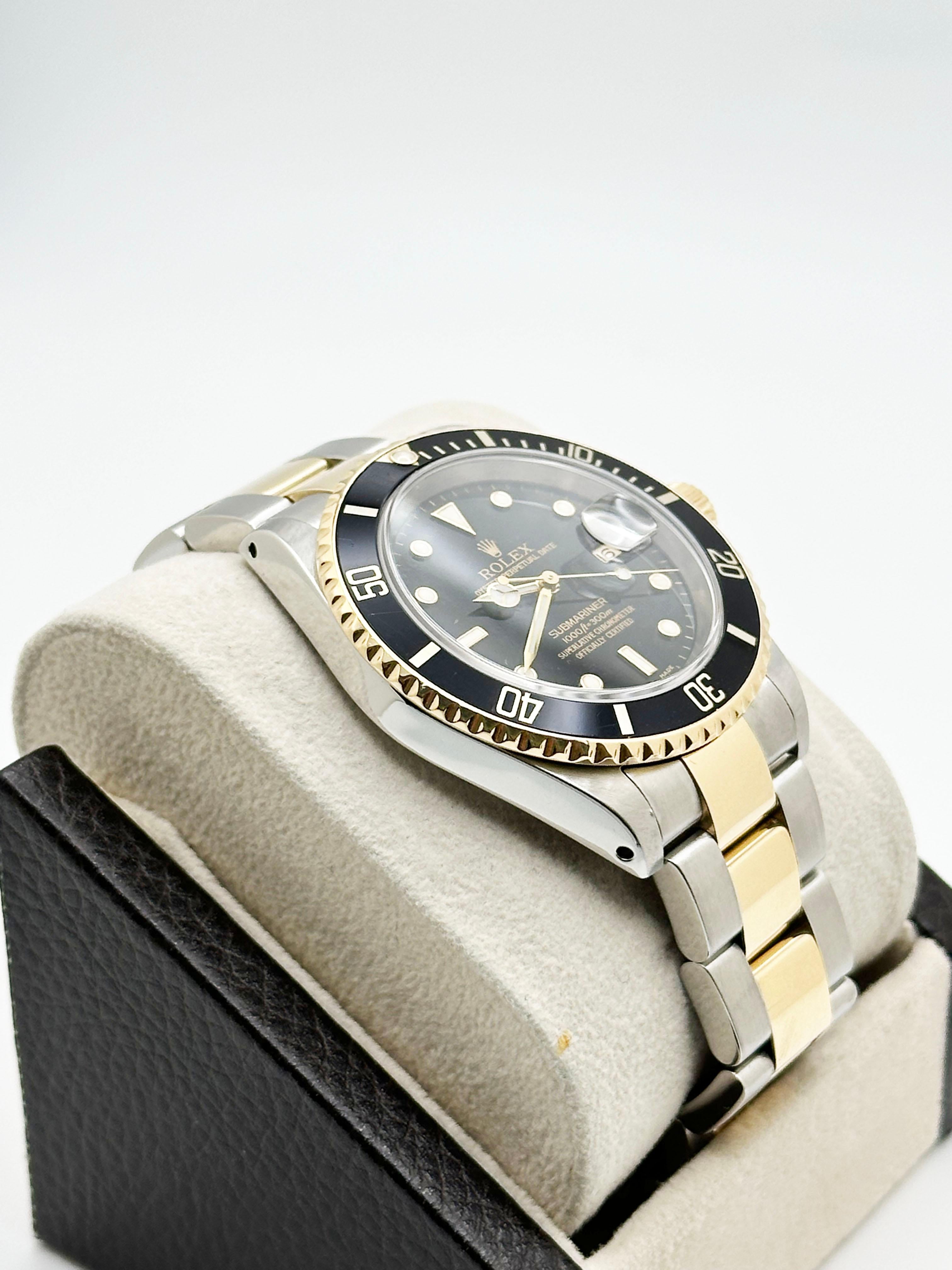 Uomo Rolex Submariner 16613 quadrante nero oro giallo 18 carati acciaio inossidabile scatola di carta