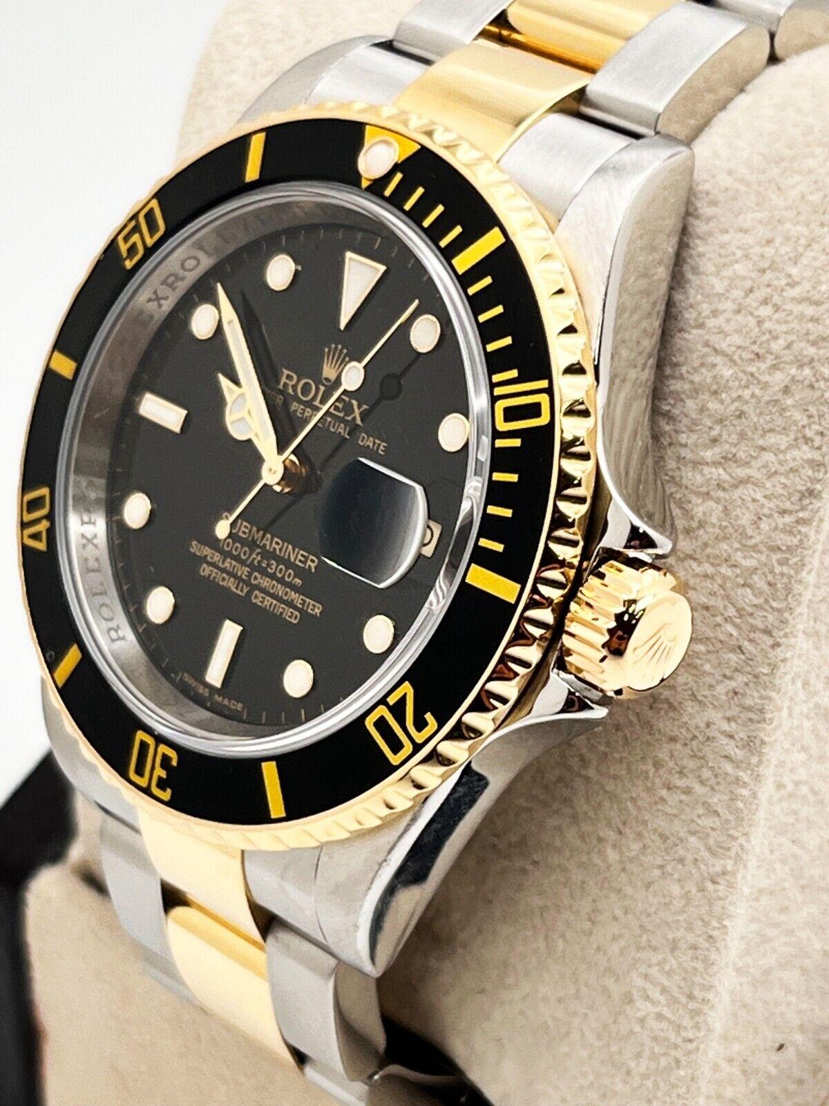 Rolex Submariner 16613 Schwarzes Zifferblatt 18K Gelbgold Stahl 2011 Rehaut Box Papier 4