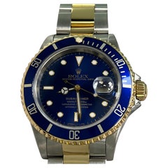 Rolex Submariner 16613 Quadrante blu Oro giallo 18 carati Scatola di carta 40 mm