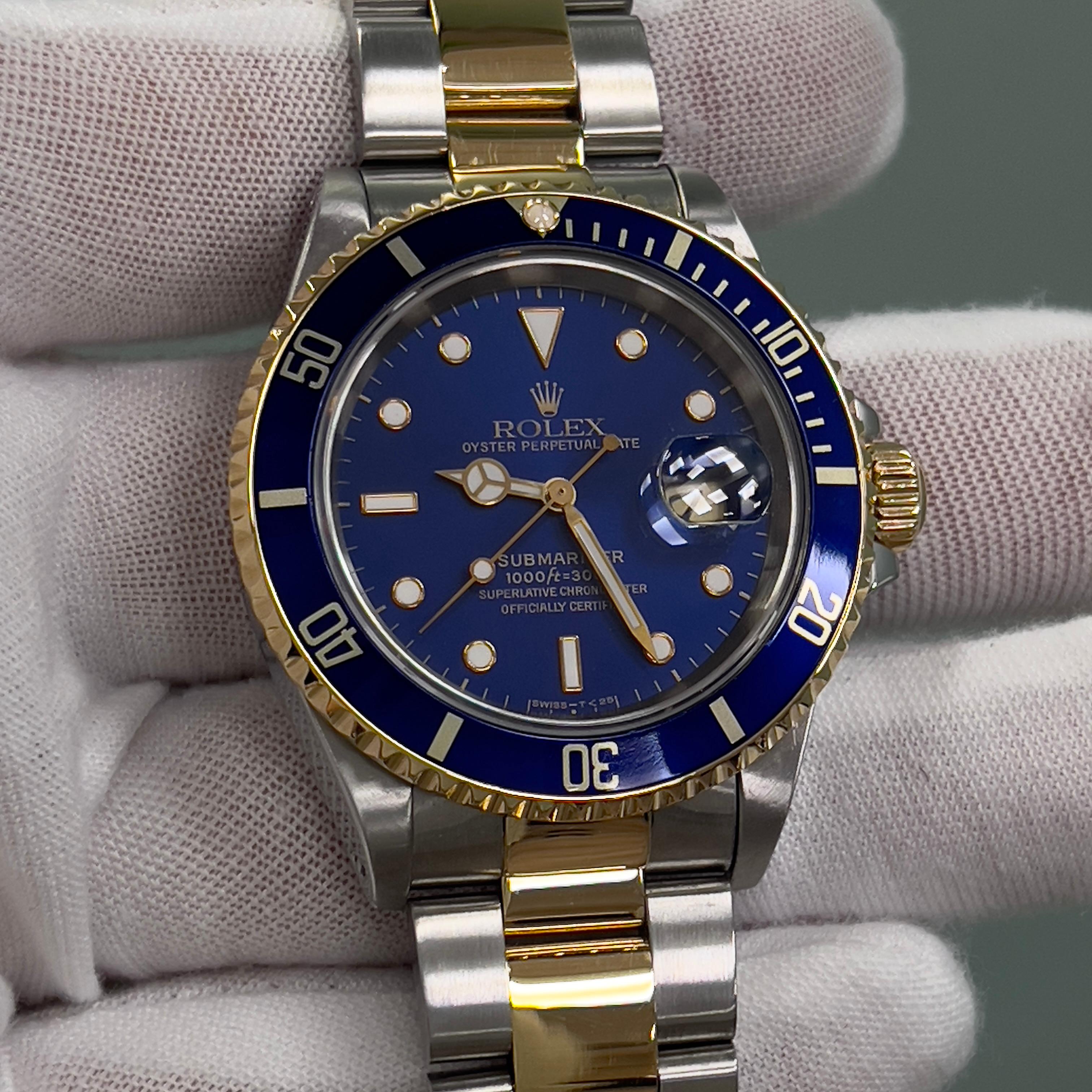 Rolex Submariner 16613 Blue Dial 18K Yellow Gold Stainless Steel 40mm 8