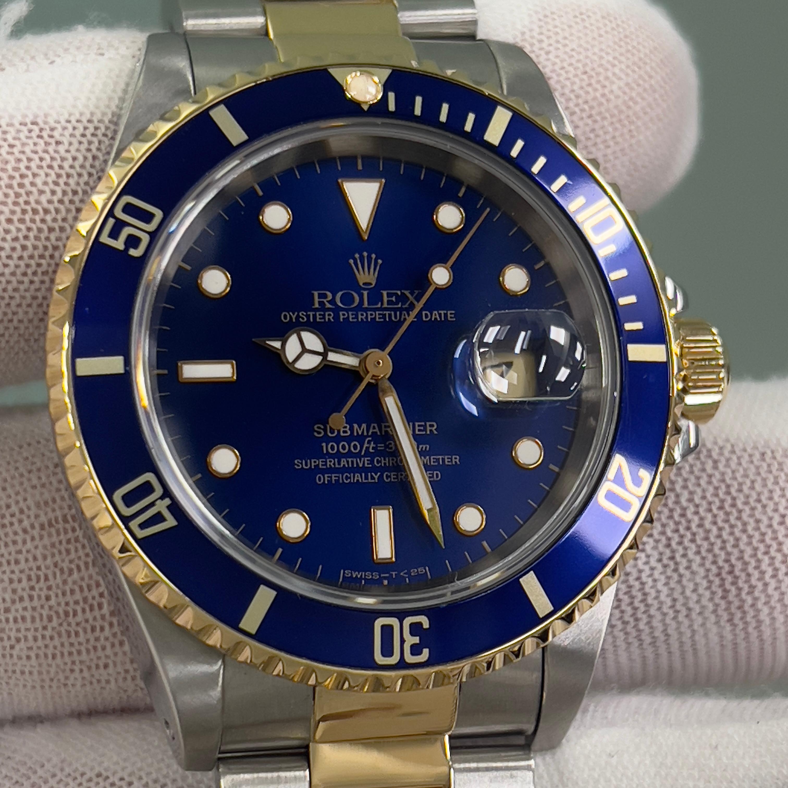 Rolex Submariner 16613 Blue Dial 18K Yellow Gold Stainless Steel 40mm 10