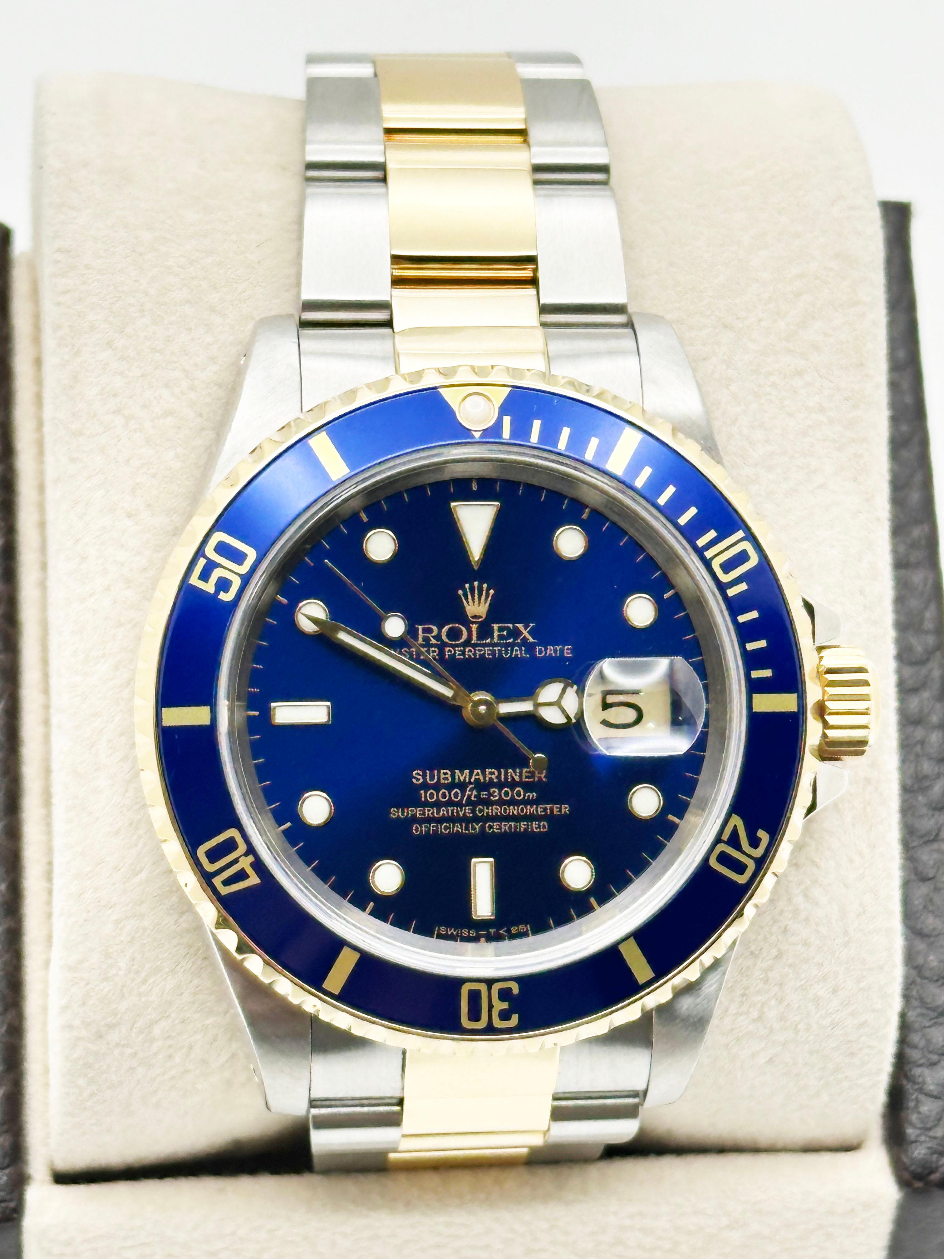 Rolex Submariner 16613 Quadrante blu Oro giallo 18 carati Acciaio inossidabile Scatola di carta 40mm 7
