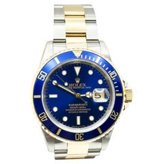 Rolex Submariner 16613 Quadrante blu Oro giallo 18 carati Acciaio inossidabile Scatola di carta 40mm
