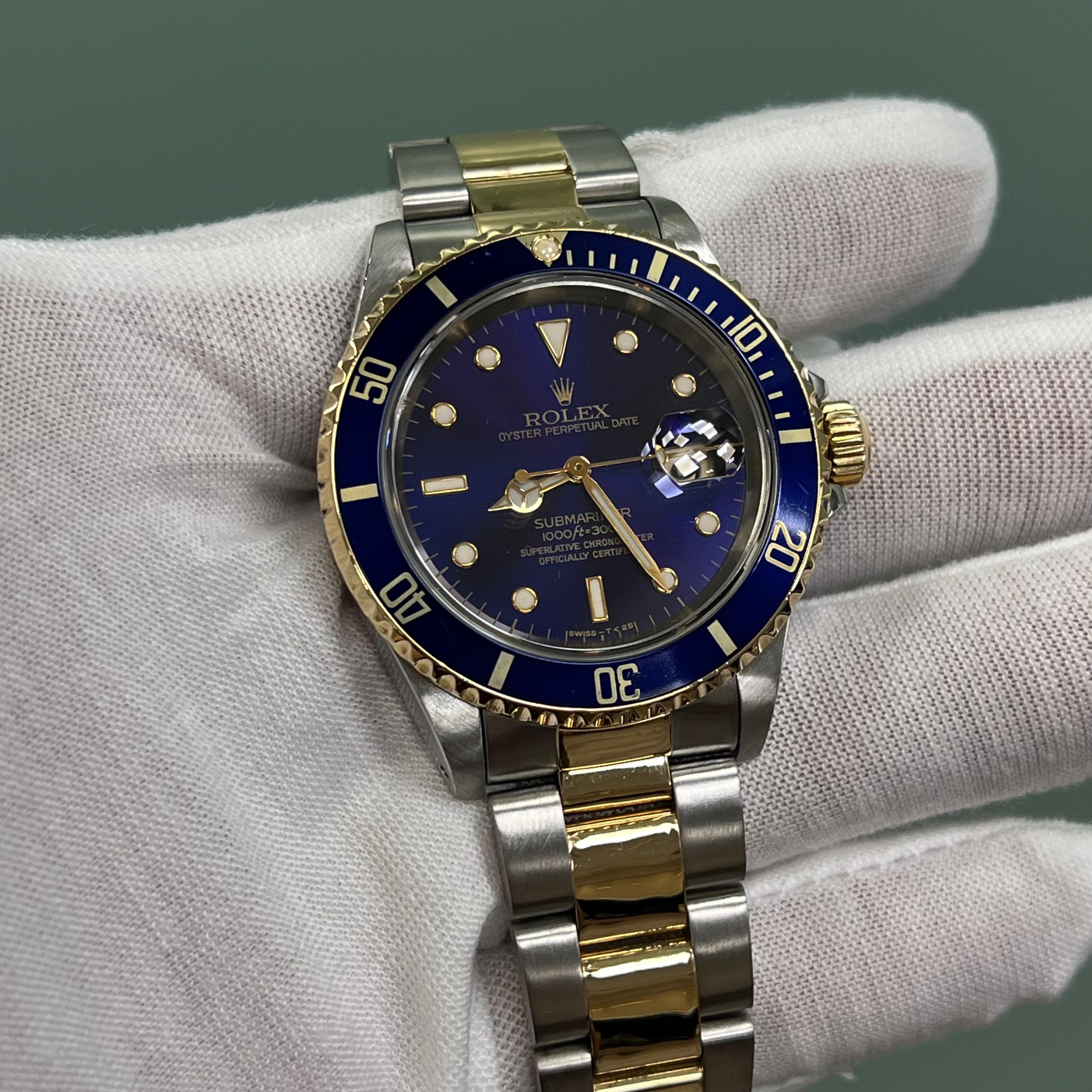 Rolex Submariner 16613 Blue Dial 18K Yellow Gold Stainless Steel 6