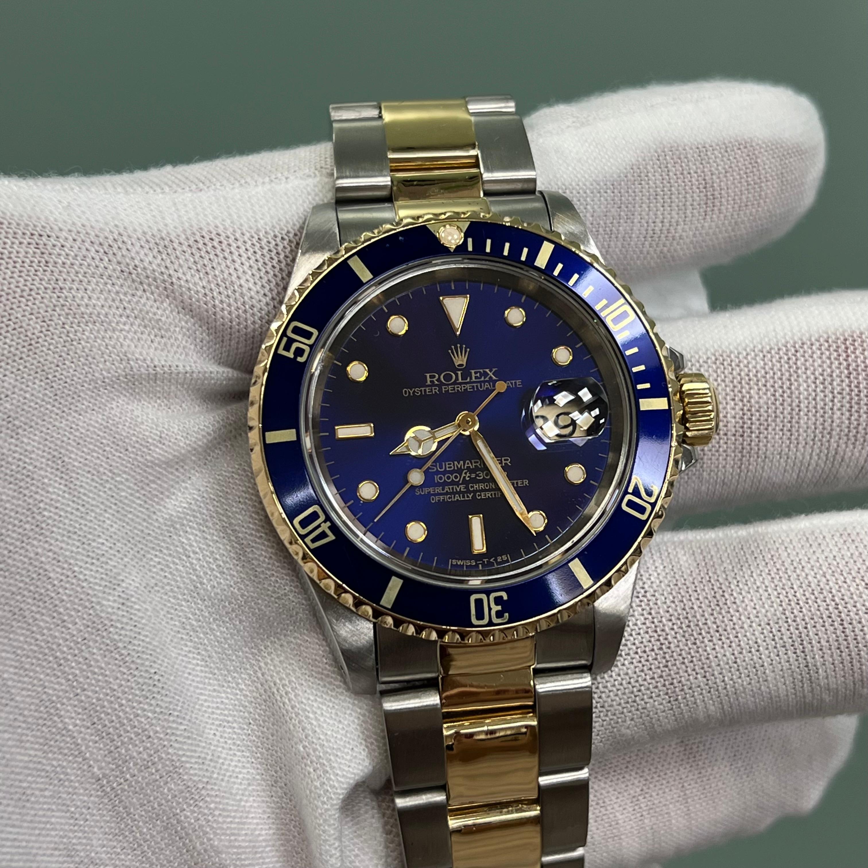 Rolex Submariner 16613 Blue Dial 18K Yellow Gold Stainless Steel 8