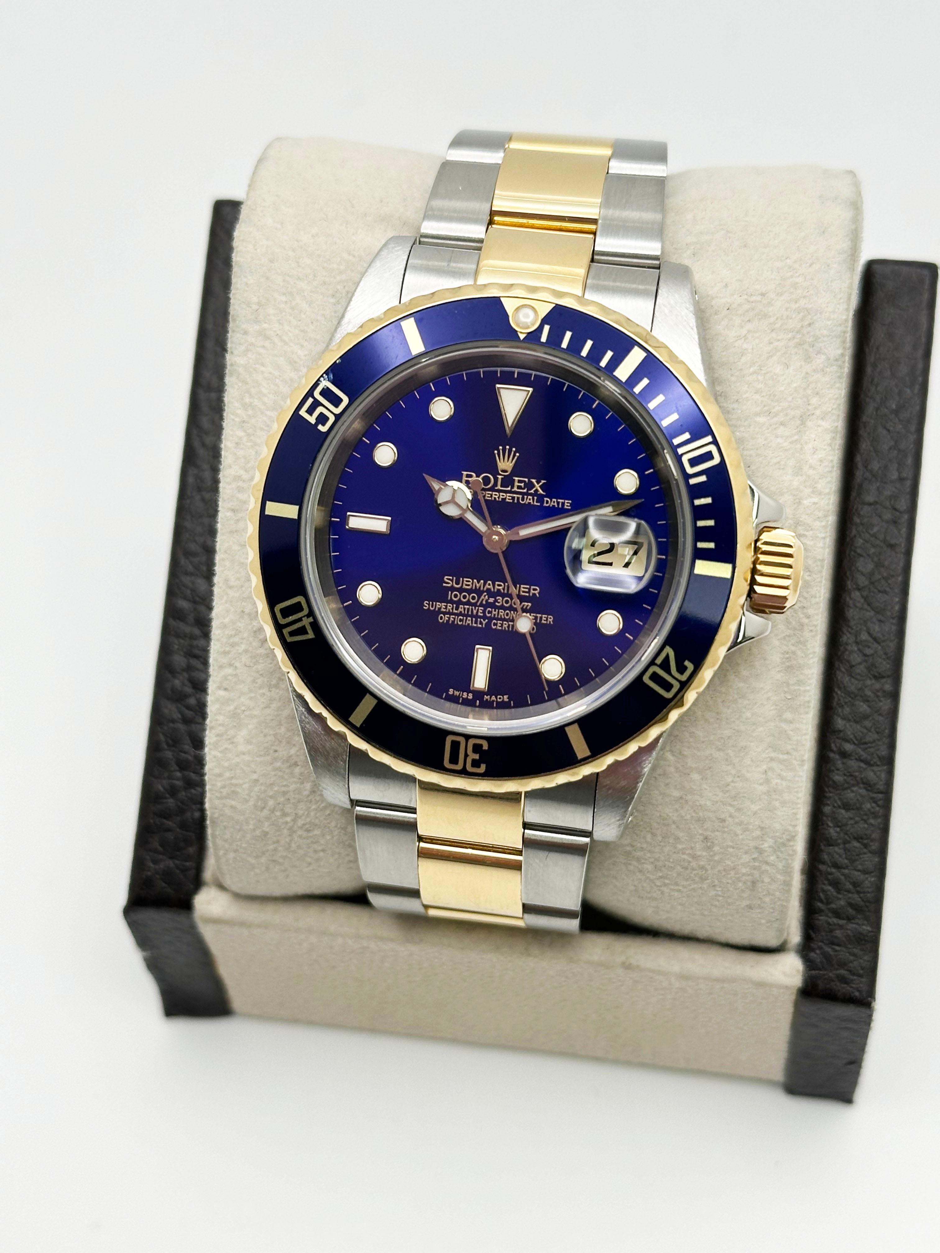Style Number: 16613



Serial: P7111***



Year: 2000

 

Model: Submariner

 

Case Material: Stainless Steel 

 

Band: 18K Yellow Gold & Stainless Steel 

 

Bezel: Blue

 

Dial: Blue

 

Face: Sapphire Crystal 

 

Case Size: 40mm 

