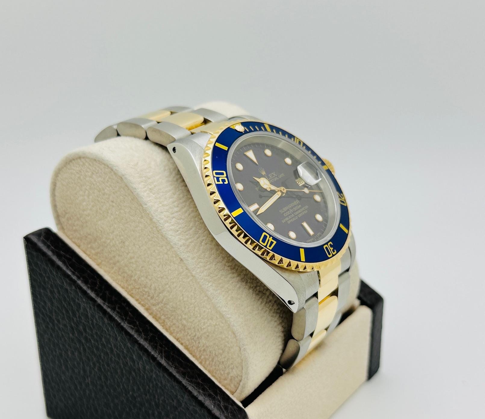 Men's Rolex Submariner 16613 Blue Dial 18K Yellow Gold Stainless Steel For Sale