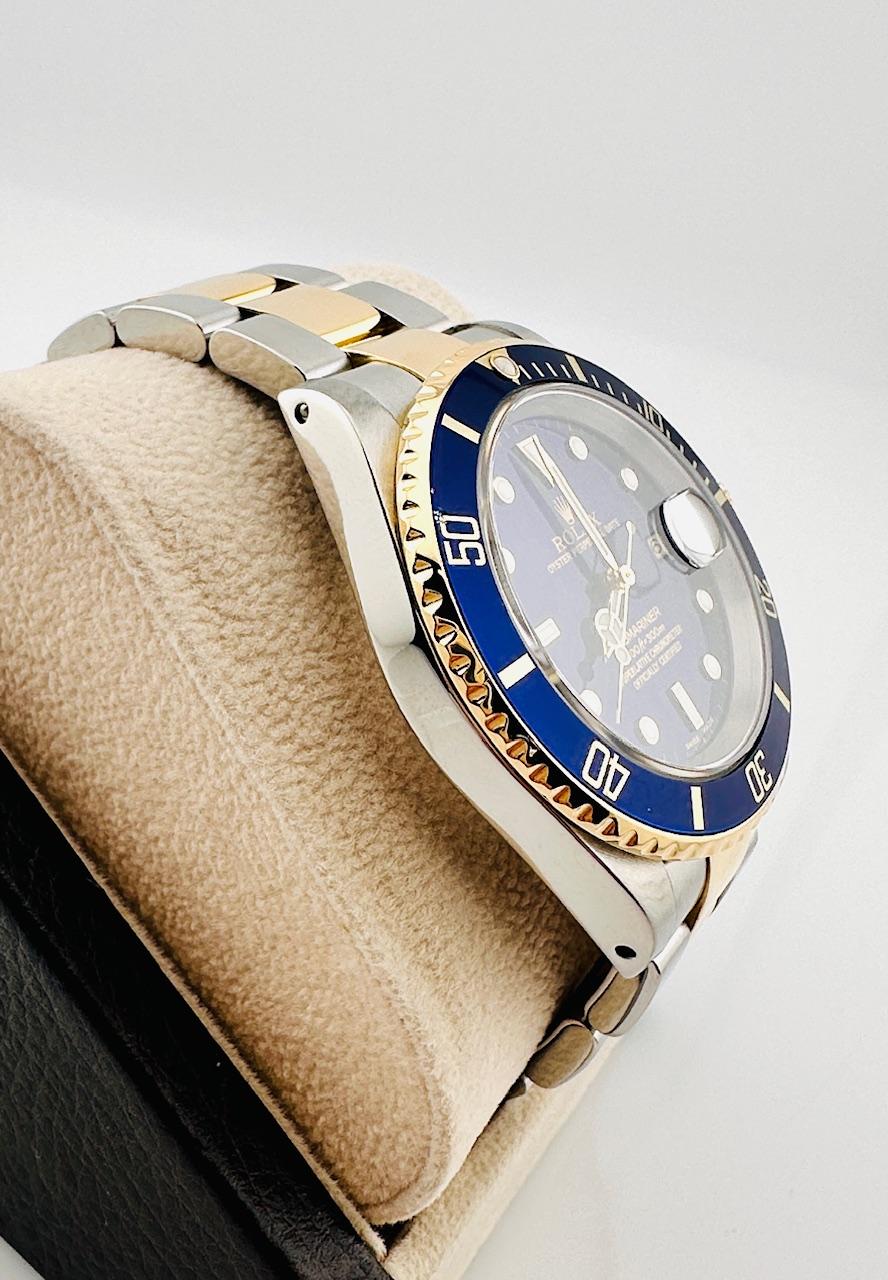 Rolex Submariner 16613 Blue Dial 18K Yellow Gold Stainless Steel For Sale 1