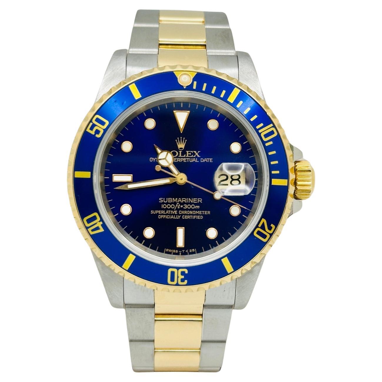 Rolex Submariner 16613 Blue Dial 18K Yellow Gold Stainless Steel
