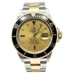 Rolex Submariner 16613 Champagne Serti Dial 18K Yellow Gold Stainless Steel 2006