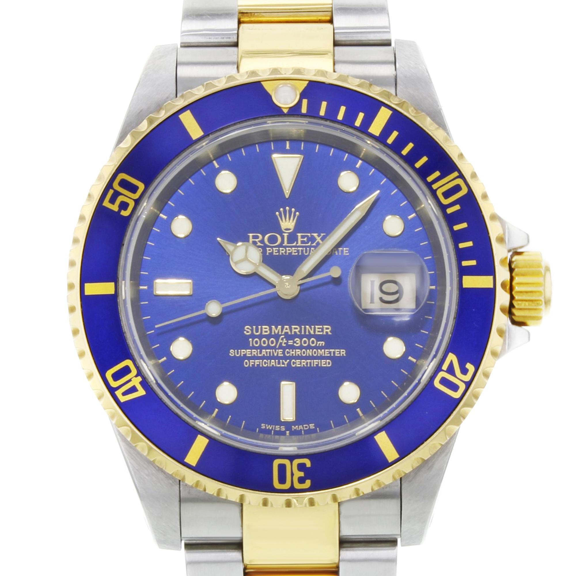 Rolex Submariner 16613 18K Yellow Gold Steel 2000 Automatic Mens Watch