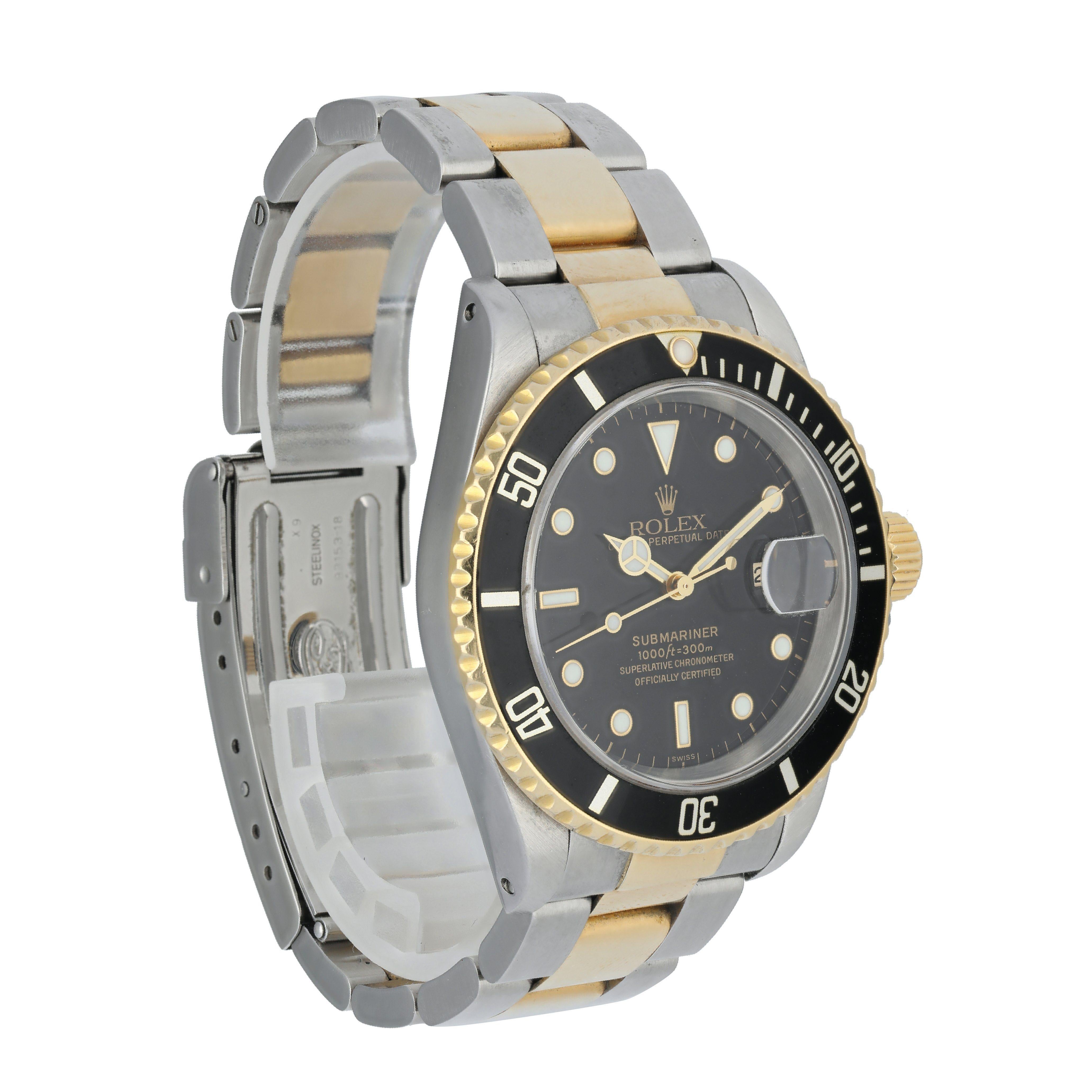 Rolex Submariner 16613 Men's Watch Box Papers In Excellent Condition For Sale In New York, NY