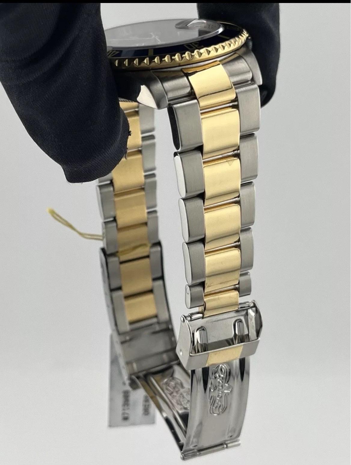 Rolex Submariner 16613 REHAUT Two-Tone 18K Steel Date 40mm BLUE NO-HOLES Watch For Sale 16
