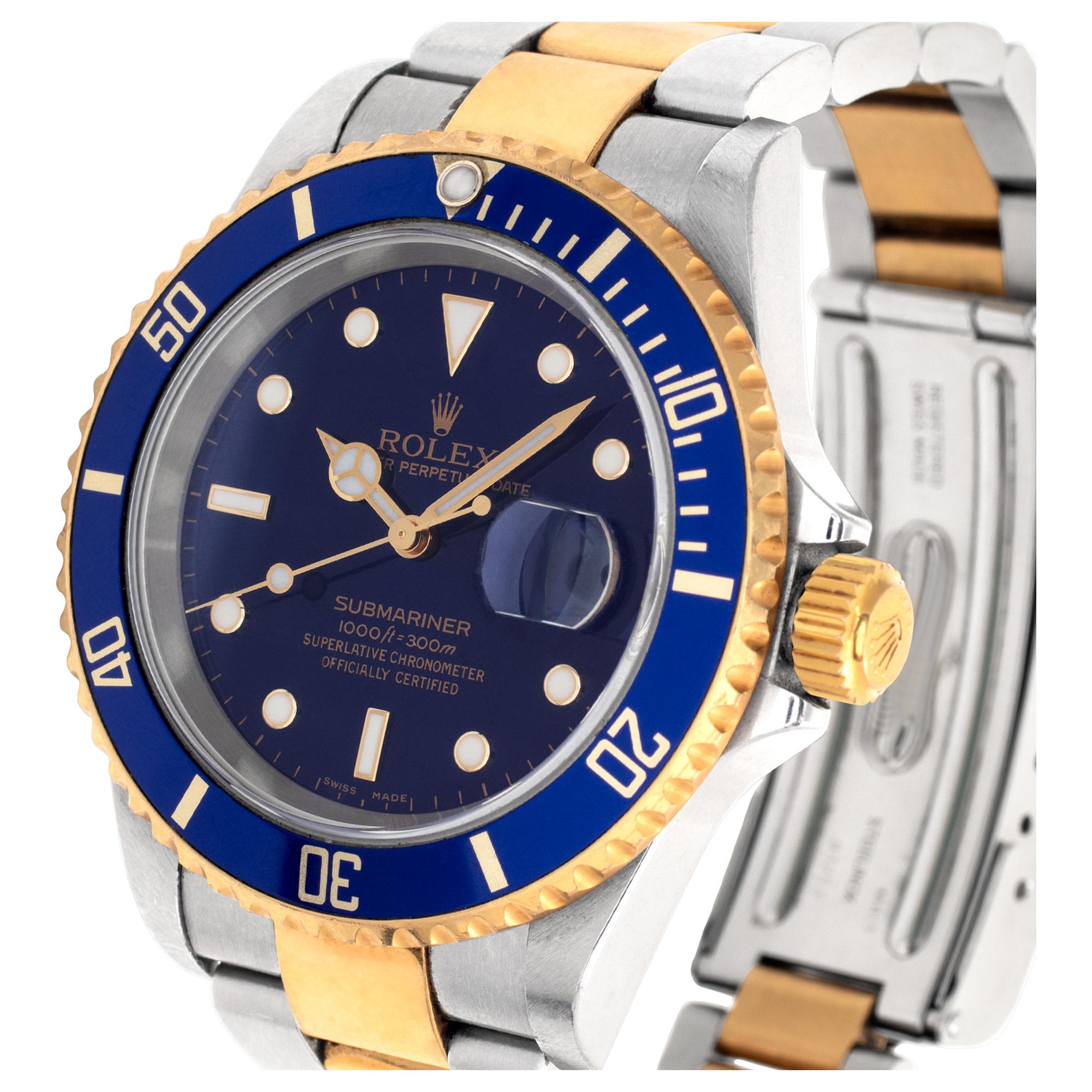 Men's Rolex Submariner 16613 T Automatic Watch Stainless Steel Blue Dial
