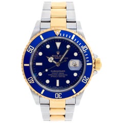 Montre automatique Rolex Submariner 16613 T avec cadran bleu en acier inoxydable