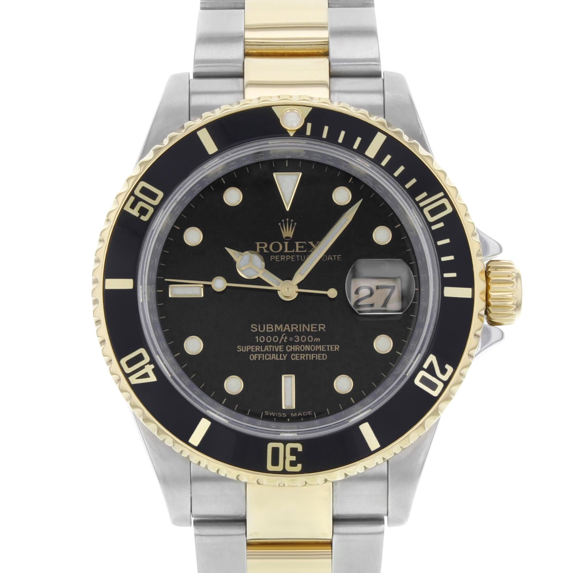 Rolex Submariner 16613 T 2004 No Holes 4-Liner Gold Clasp Date Automatic Watch
