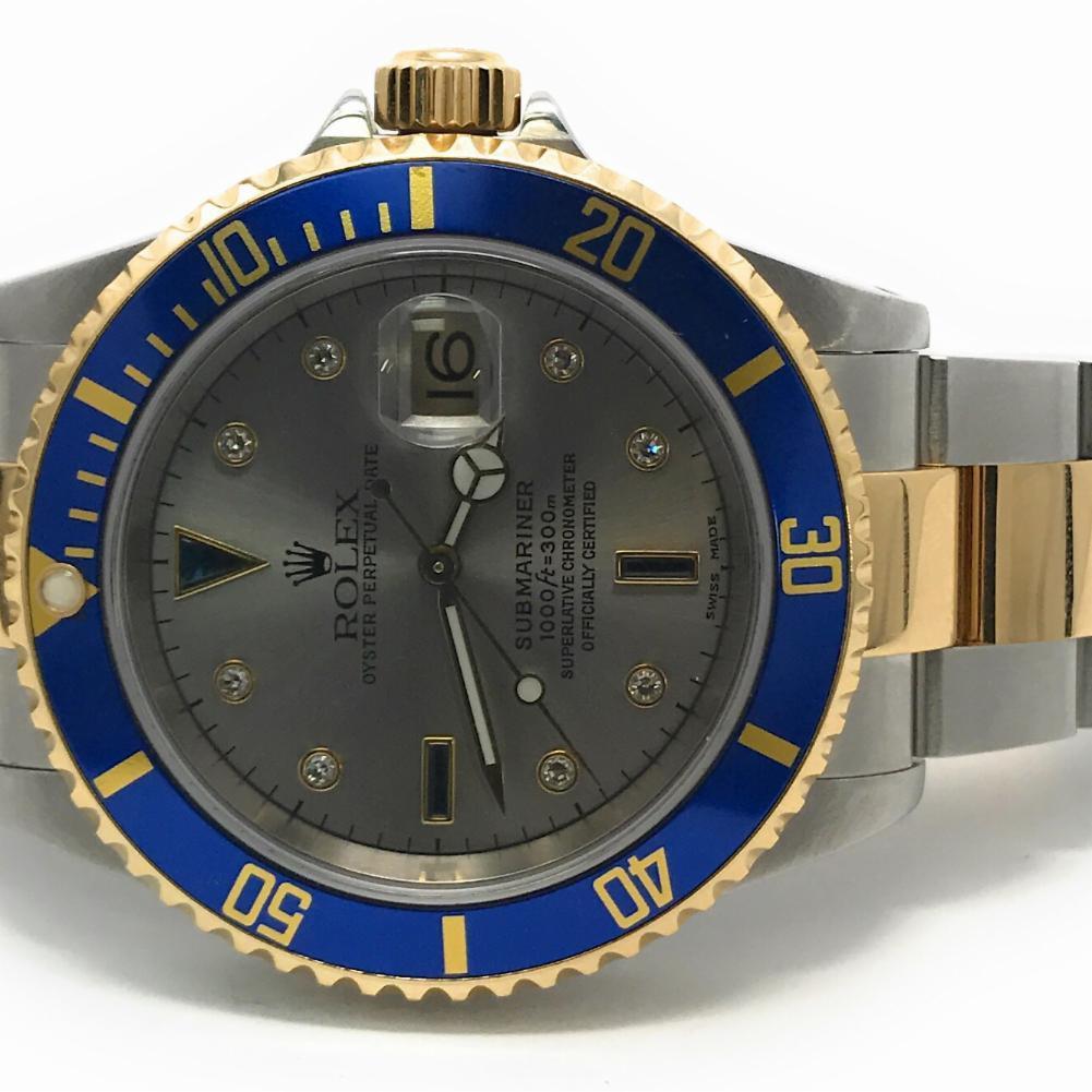 Contemporary Rolex Submariner 16613 With 7.7 in. Band & Silver Dial