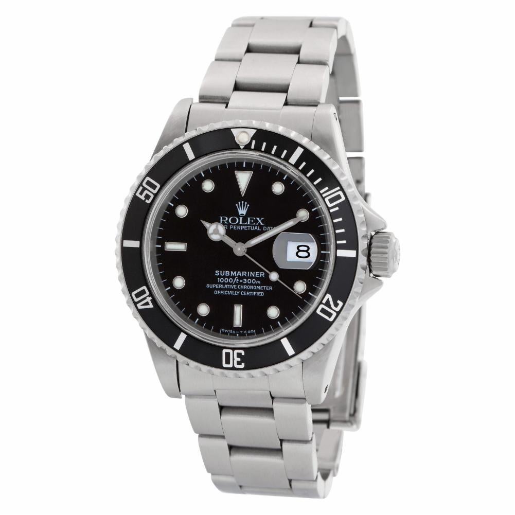 Contemporary Rolex Submariner 16800, Black Dial, Certified and Warranty