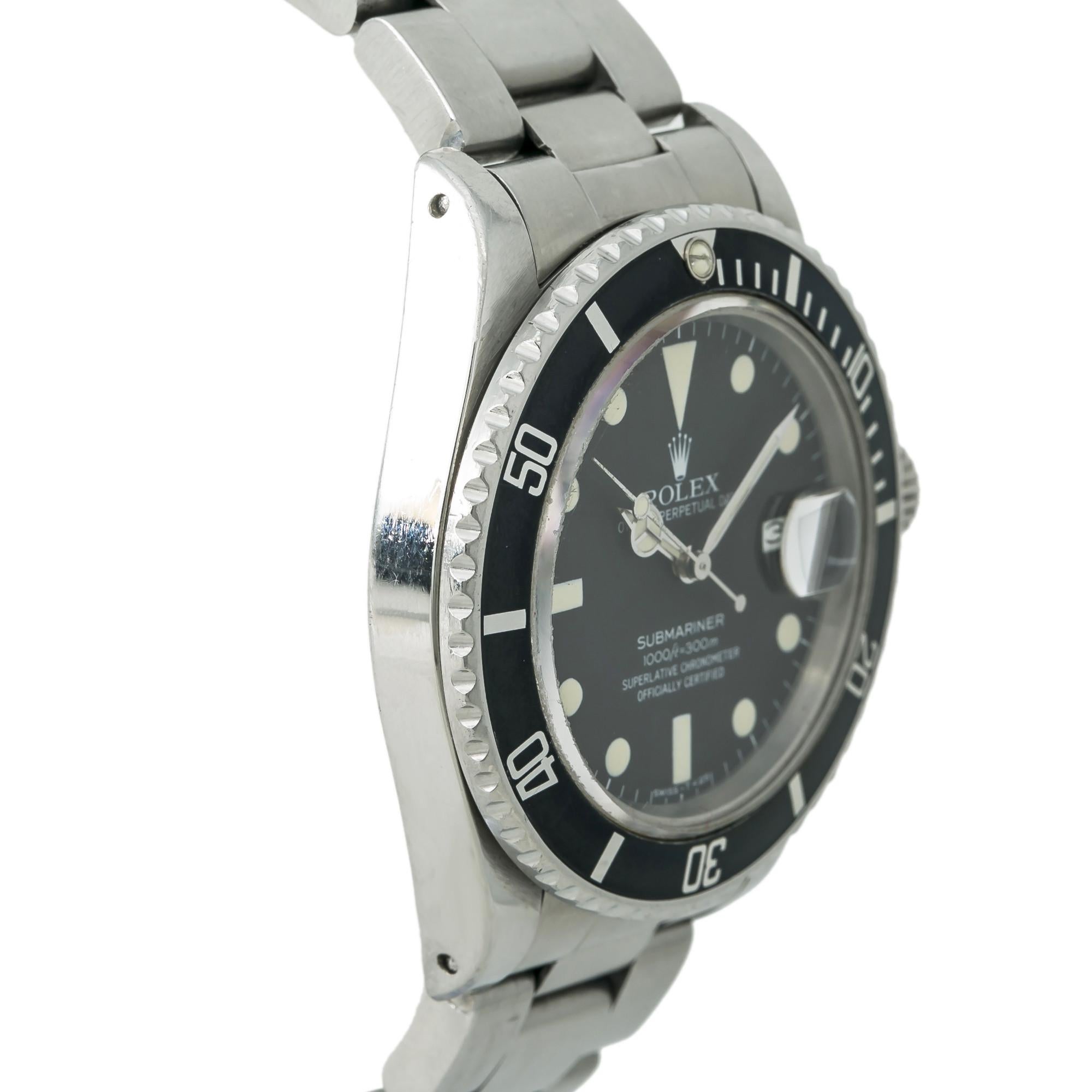 Rolex Submariner 16800, Black Dial, Certified and Warranty In Good Condition In Miami, FL