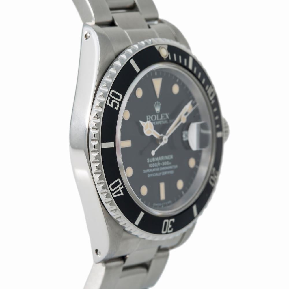 Rolex Submariner 16800 Automatic Men's Watch Stainless Patina Black Dial 40mm
