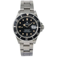 Rolex Submariner 16800 Automatic Men's Watch Stainless Patina Black Dial