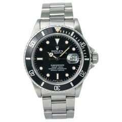 Rolex Submariner 16800 Men's Automatic Watch Patina Black Dial with Paper