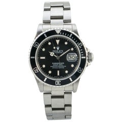 Vintage Rolex Submariner 16800 Men's Automatic Watch Stainless Patina Black Dial
