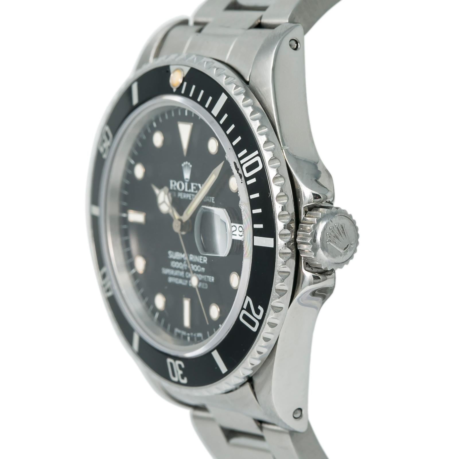Contemporary Rolex Submariner 16800 Men's Automatic Watch Stainless Steel Black Dial For Sale