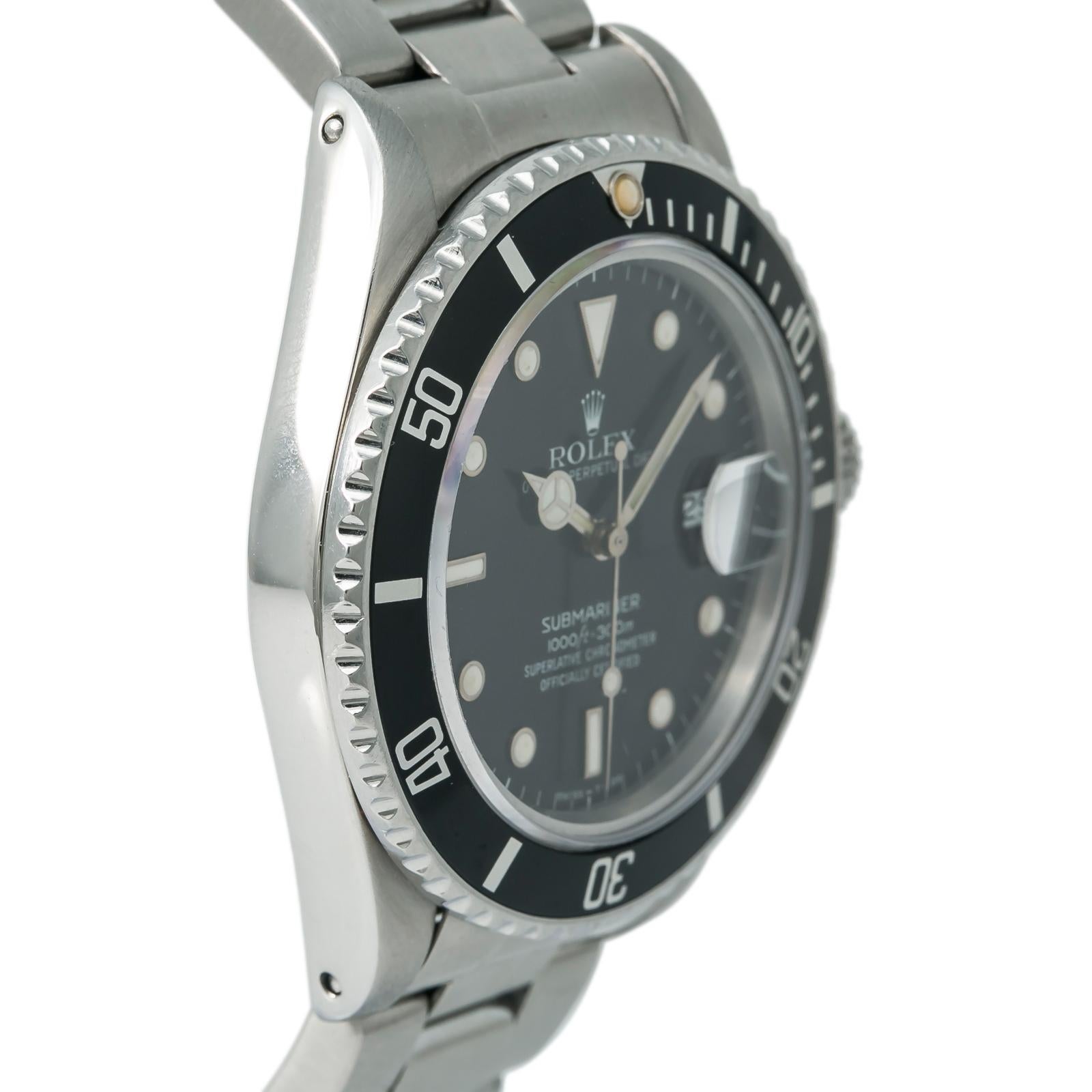 Rolex Submariner 16800 Men's Automatic Watch Stainless Steel Black Dial In Good Condition For Sale In Miami, FL