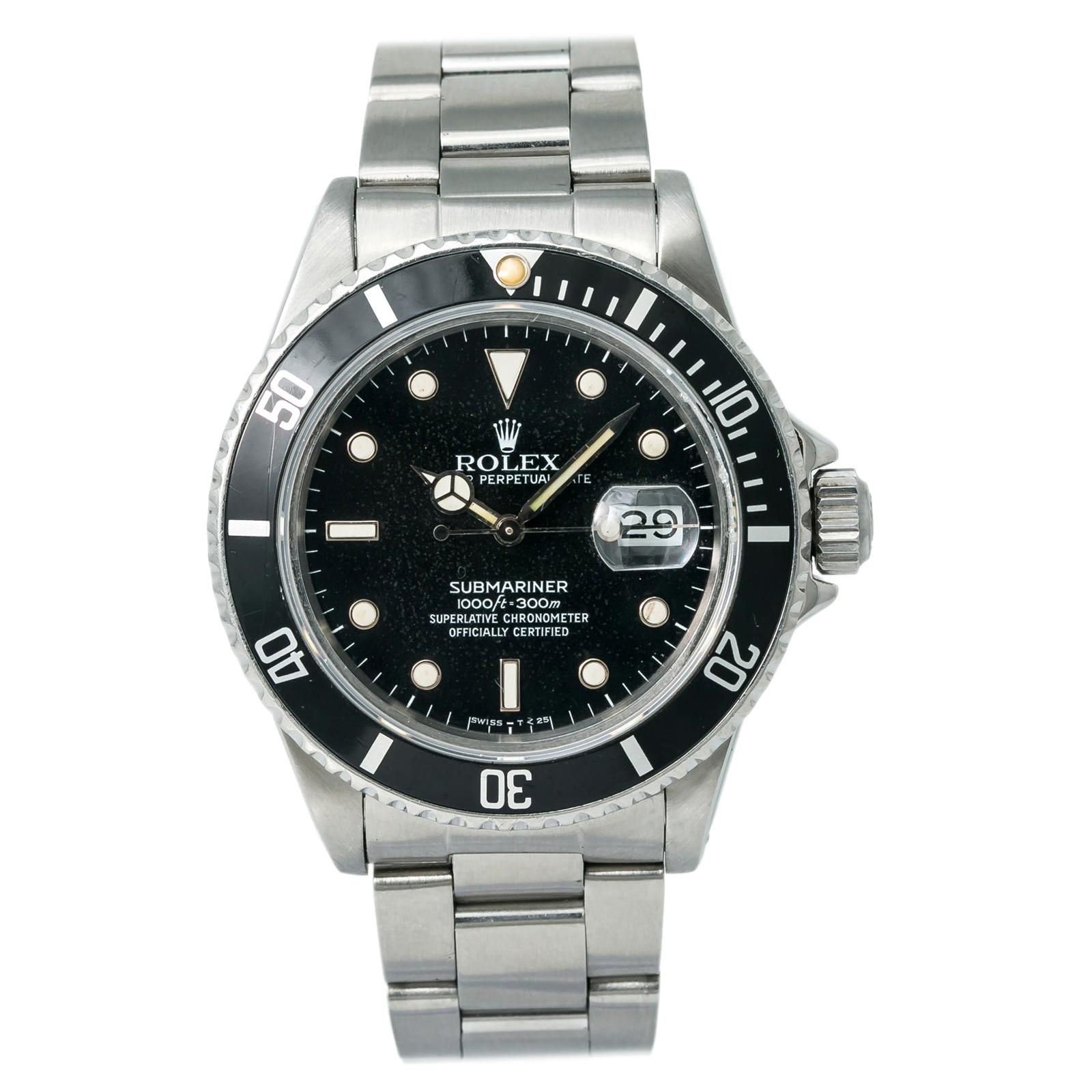 Rolex Submariner 16800 Men's Automatic Watch Stainless Steel Black Dial For Sale
