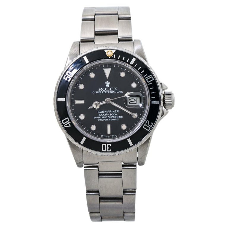 Rolex Submariner 16800 Vintage Mens Automatic Watch 1985 Papers For 1stDibs | 1985 rolex submariner, rolex back side