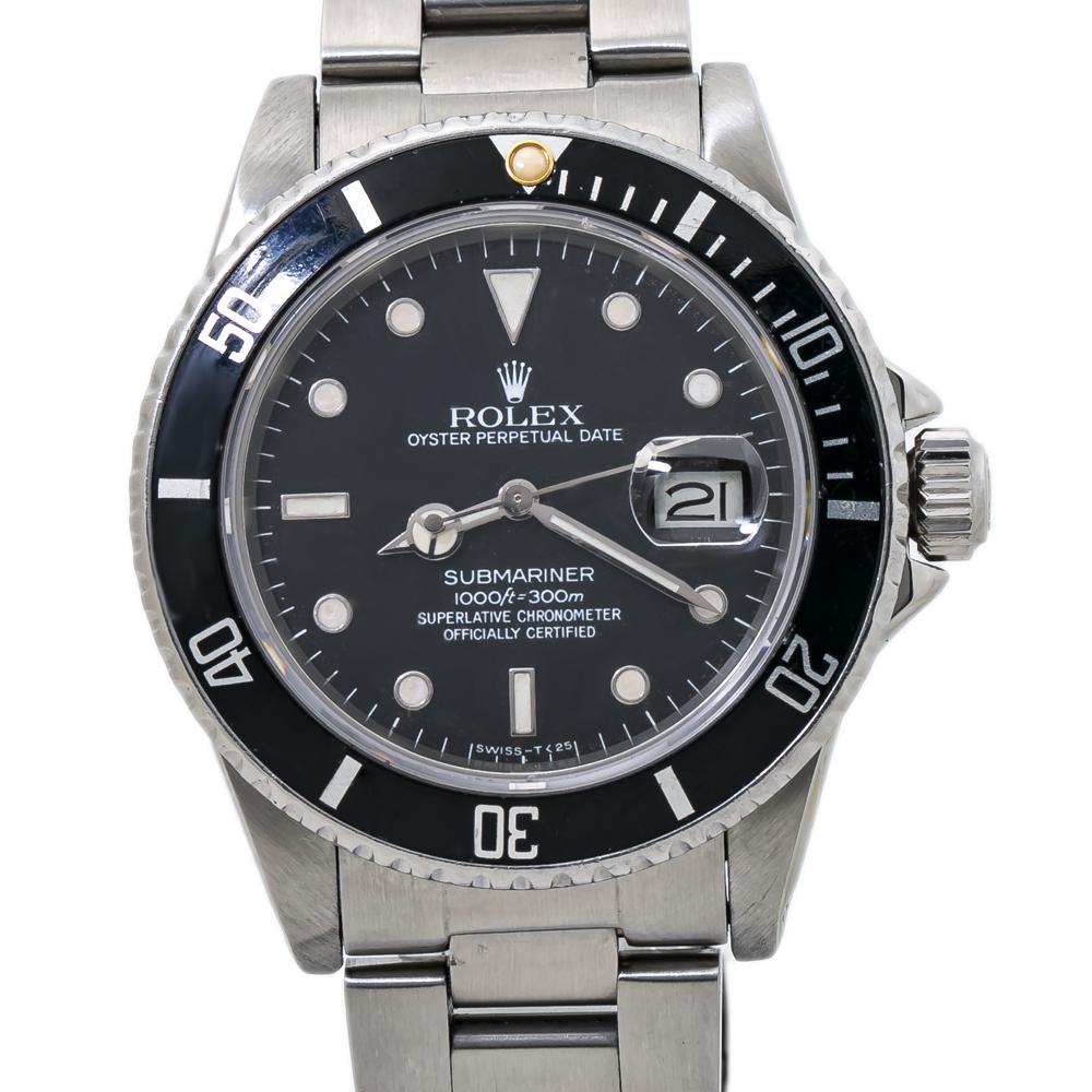 Rolex Submariner 16800 Vintage Mens Automatic Watch 40mm 1985 Papers