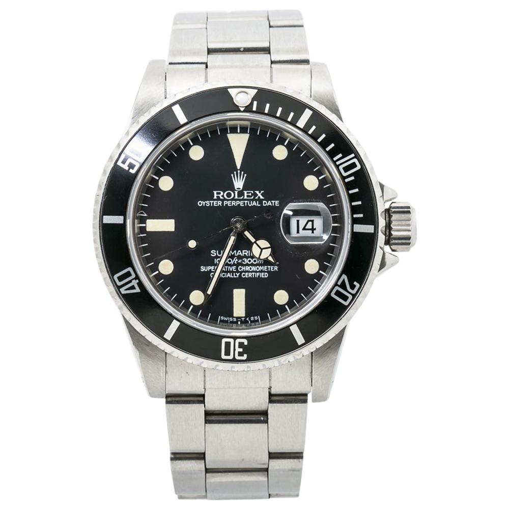 Rolex Submariner 16800 Vintage Mens Watch Stainless Patina Matte Dial For Sale