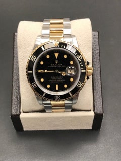 Rolex Submariner 16803 Black Dial 18 Karat Gold and Stainless Steel Rare Dial