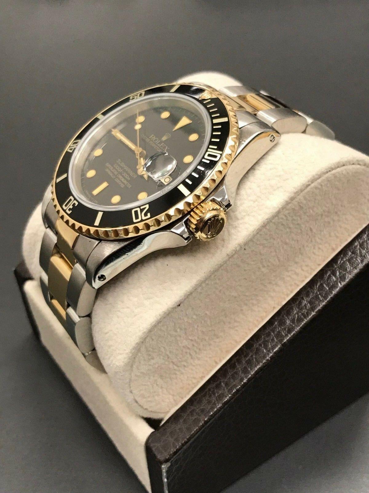 Rolex Submariner 16803 Black Dial 18 Karat Gold and Stainless Steel Rare Dial 2
