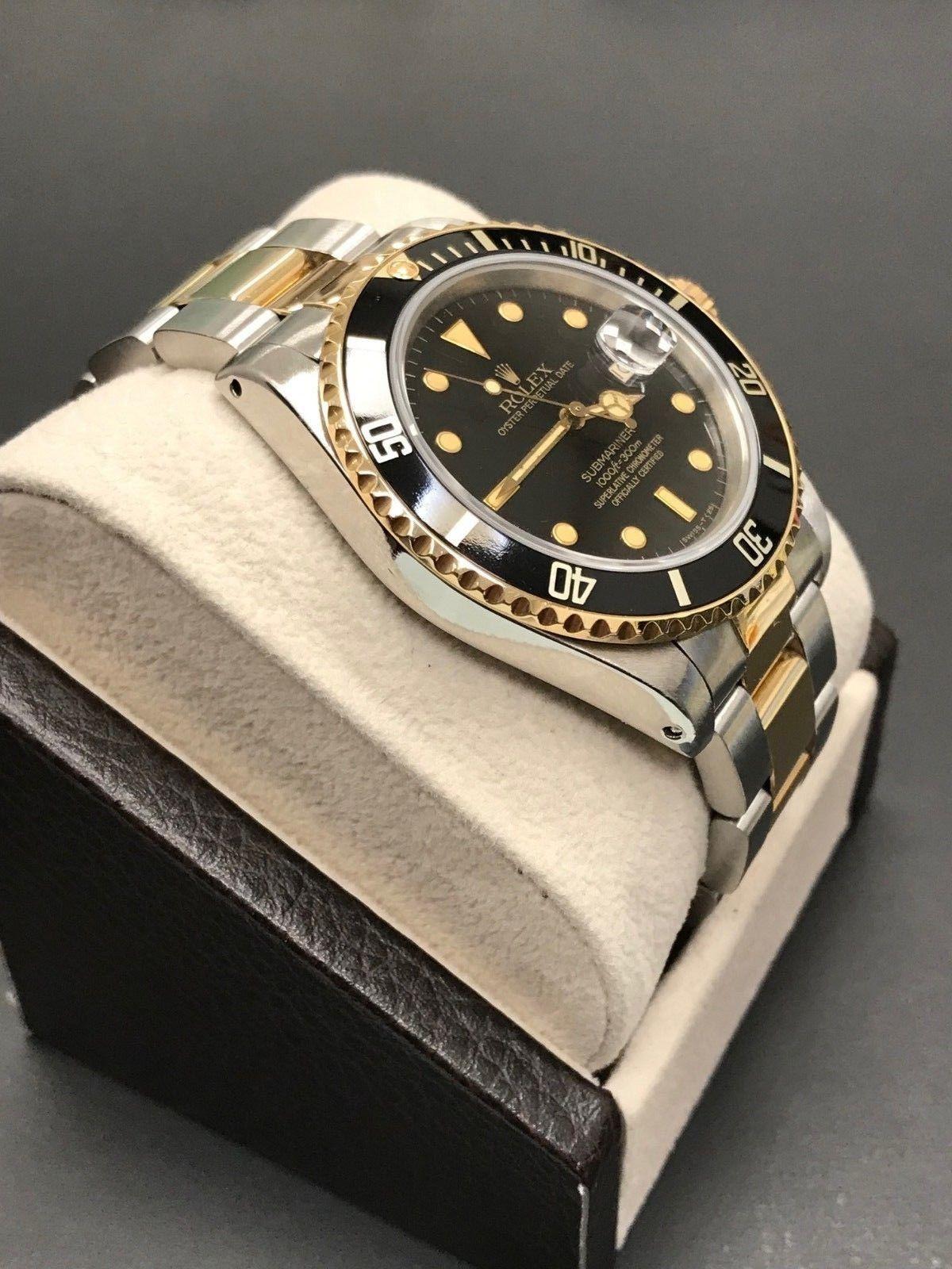 Rolex Submariner 16803 Black Dial 18 Karat Gold and Stainless Steel Rare Dial 3