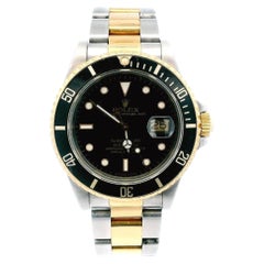 Rolex Submariner 16803 Steel 18k Yellow Gold Black Dial Box & Papers