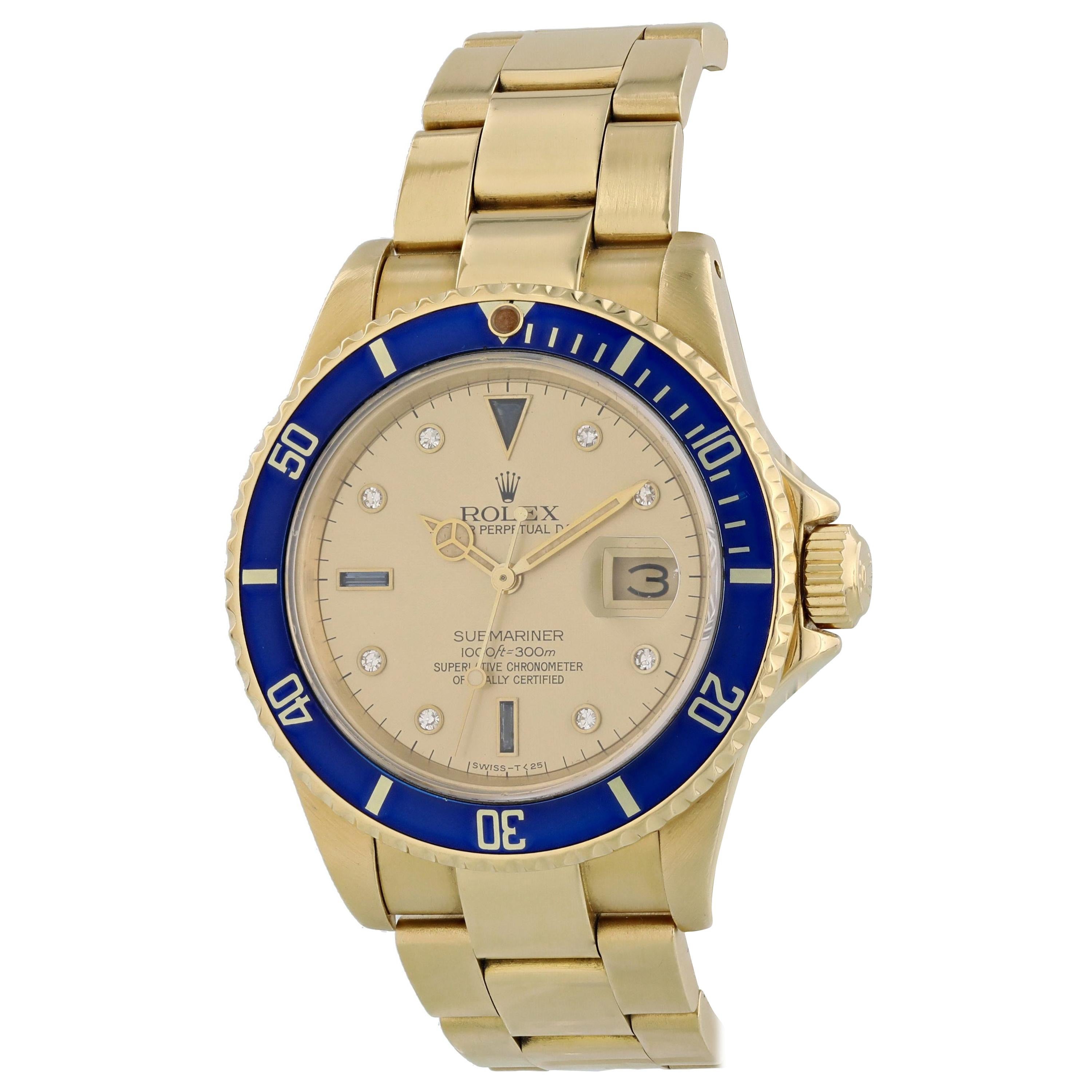 Rolex Submariner 16808 Diamond Serti Dial Men's Watch For Sale
