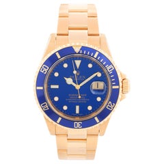 Rolex Submariner 18 Karat Gold Men's Watch 16618 Blue Dial