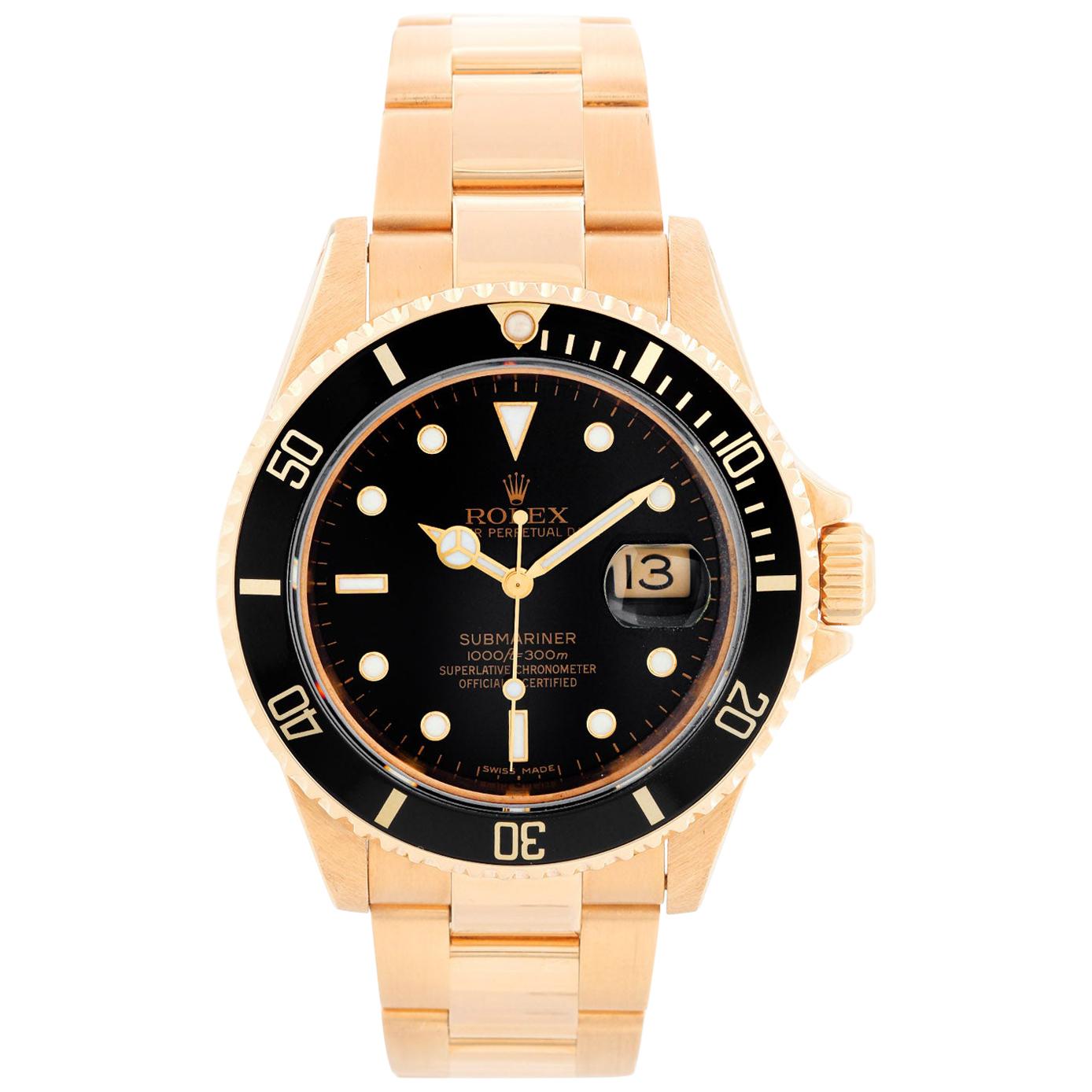Rolex Submariner 18 Karat Gold Men's Watch 16618