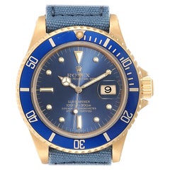 Rolex Submariner 18 Karat Yellow Gold Blue Dial Men's Watch 16808