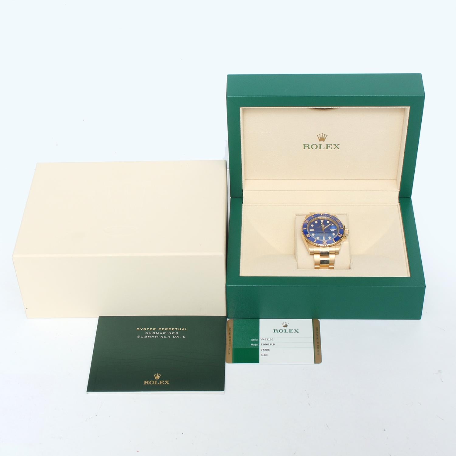 Rolex Submariner 18k Gold Men's Watch 116618 Blue Dial For Sale 3